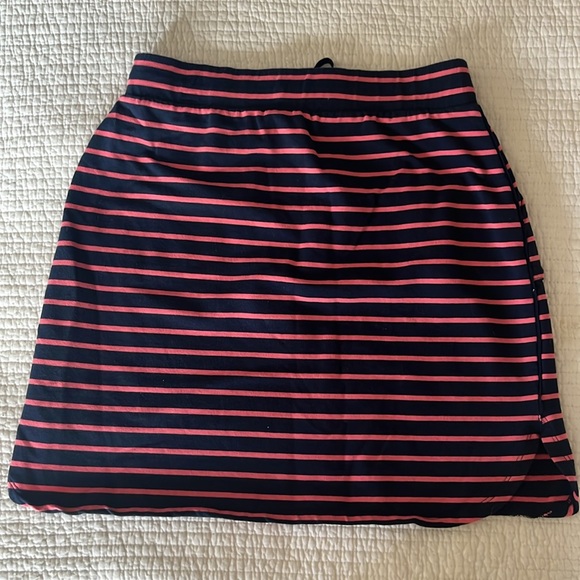 DAKINI Striped Navy and‎ Pink Draw String Pocketed Cotton Knit Women's Skirt - Picture 4 of 6